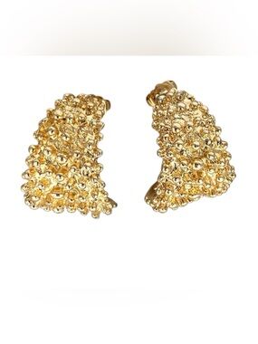 Vintage Signed Sarah Coventry “Golden Sunset Caviar” 70s Pierced Hoop Earrings